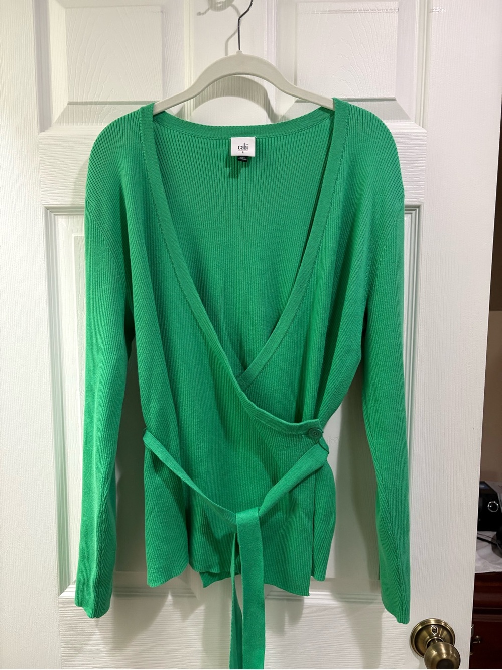 CAbi Bright Green Wrap Cardigan - Women's Long Sleeve Knit